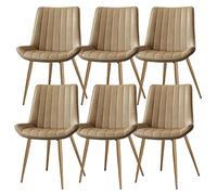 Set of 6 Modern PU Leather Dining Chairs, Stylish Kitchen & Bedroom Furniture, Versatile Camel Sofa & Makeup Chairs for Dining Room, Balcony, & Dressing Table
