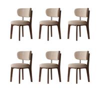 Set of 6 Modern Wooden Dining Chairs - Classic Walnut & Khaki - Removable Cotton Linen Covers - Slish Kitchen & Reurant Fur - & table Design