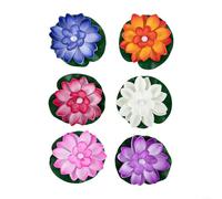 Set of 6 Multicolor Lotus LED Floating Night Lights with Smart Sensor for River Pond Water Decoration, Waterproof Wishing Lanterns for Garden Indoor Outdoor Festive Use(A)