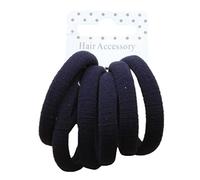 Set of 6 Navy Blue Soft Jersey Endless Hair Elastics Bobbles Bands
