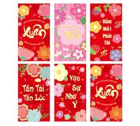 Set of 6 New Year Snake Redness Envelopes Vietnamese Money Packets Spring Festival Hongbao for Parties and Gatherings Asian Culture Envelopes
