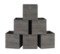 Set of 6 Non-Woven Fabric Box( 33 x 33 x 33 cm) with Handle, Misty Grey