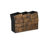 SONGMICS Storage Cubes, Set of 6 Storage Bins with Handle, Oxford Fabric and Non-Woven Fabric Storage Boxes, 33 x 33 x 33 cm, Fit Cube Storage Unit, Foldable, Rustic Brown and Black RFB133B01