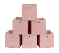 Set of 6 Non-Woven Fabric Storage Boxes with Handles, Jelly Pink