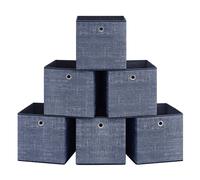Set of 6 Non-Woven Fabric Storage Boxes with Handles, Misty Blue