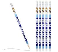 Set of 6 Official Real Madrid Rubber Pencils | School and Office Stationery Pack | Pencils with Shield and Colours RMCF | Licensed Product | Original Gift for Fans, Children and Collectors