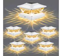 Solar Post Cap Lights Outdoor: 6 Pack Bright 2 Modes LED Solar Fence Deck Lights for 3.5x3.5 4x4 4.5x4.5 5x5 Wooden Posts, IP65 Waterproof Solar Powered Lights for Garden Porch Patio Step Decorations