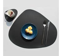 Set of 6 Oval Leather Placemats - Washable Black Kitchen Table Mats, 36.8x45cm - Stylish Dining Accessories for Home Decor & Table Protection