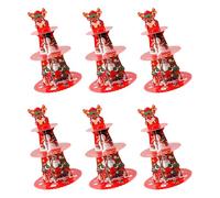 Set Of 6 Paper Cake Trays Christmas Themed Dessert Cupcake Stand 3 Tiers Foldable Snacks Rack For Family Gatherings Festives Cupcake Stand