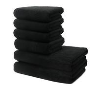 Set of 6 Pieces Bath Towels - 2 Bath Towels 70x140cm + 4 Hand Towels 50x100cm Cotton - Premium 100% Turkish Cotton Towel - 500 GSM - Very Soft & Absorbent - Oeko-TEX Certified - Ôhm - Black