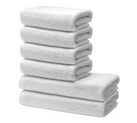 Set of 6 Pieces Bath Towels - 2 Bath Towels 70x140cm + 4 Hand Towels 50x100cm Cotton - Premium 100% Turkish Cotton Towel - 500 GSM - Very Soft & Absorbent - Oeko-TEX Certified - Ôhm - White