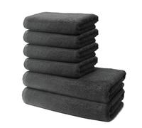 Set of 6 Pieces Bath Towels - 2 Bath Towels 70x140cm + 4 Hand Towels 50x100cm Cotton - Premium 100% Turkish Cotton Towel - 500 GSM - Very Soft & Absorbent - Oeko-TEX Certified - Ôhm - Anthracite Grey