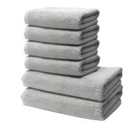 Set of 6 Pieces Bath Towels - 2 Bath Towels 70x140cm + 4 Hand Towels 50x100cm Cotton - Premium 100% Turkish Cotton Towel - 500 GSM - Very Soft & Absorbent - Oeko-TEX Certified - Ôhm - Light Grey