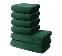 Set of 6 Pieces Bath Towels - 2 Bath Towels 70x140cm + 4 Hand Towels 50x100cm Cotton - Premium 100% Turkish Cotton Towel - 500 GSM - Very Soft & Absorbent - Oeko-TEX Certified - Ôhm - Fir green