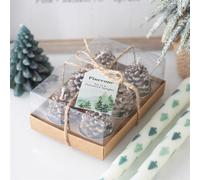 Set Of 6 Pinecone Tealight Candles