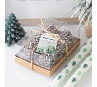 Set of 6 Pinecone Tealight Candles - Woodland-Inspired Design, Unscented for Subtle Ambiance, Perfect for Holiday Tablescapes and Christmas Décor