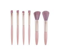 Set of 6 Pink Makeup Brush Set, Professional Mini Travel Foundation Brush Kit, Eyeshadow Brush, Blending Brush for Mixing, Fixing and Applying Liquid, Creams and Powder Cosmetics