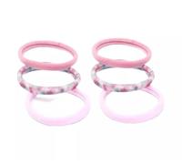 Set of 6 Pink Patterned Mix Soft Jersey Endless Hair Elastic Band Bobbles