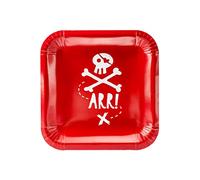 Set of 6 Pirate Party Paper Plates, Kid's Birthday Party Decoration, 20x20cm