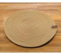 Set of 6 Placemats 6 Coasters Round Oval Place Table Mats Woven Hand Made Knit (Gold, Round Coasters)