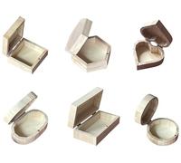 Set of 6 Plain Wooden Boxes With Hinged Lids - Small Jewellery, Keepsake & Trinket Storage - Heart, Hexagonal, Rectangular, Square, Oval, Round Shapes for Crafts