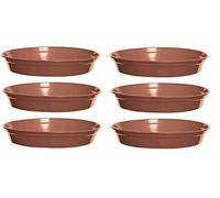 Set Of 6 Plastic Plant Pot Saucers 24cm Terracotta Colour Water Dish For 10 Inch Pot