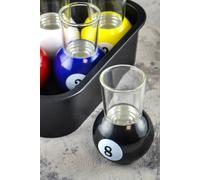 Set of 6 Pool Shot Glasses with Rack Tray Find Me A Gift Multi One Size