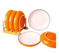 Set of 6 Porcelain Dinner Plates - Microwave & Dishwasher Safe Perfect for Pasta Dessert Cake & Breakfast - Ideal for 6 Persons 7-inch Size