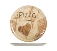 Set of 6 porcelain pizza plates, Heart decoration, diameter 33 cm Saturnia