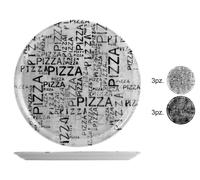 Set of 6 porcelain pizza plates, Ortolano decoration, diameter 33 cm White