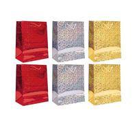 Set Of 6 Premium Holographic Wine Bottle Gift Bags Featuring Assorted Colors And Rope Holders - Ideal For Xmas Gift Wrapping, Holiday Parties, Wedding Favors, And Elegant Celebrations