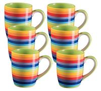 Set of 6 Rainbow Stripe Mugs, Mugs for Coffee, Tea, Drinks