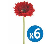 Set of 6 Red Small Head Gerbera Artificial Silk Flowers (55cm)