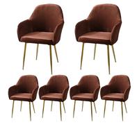 Set of 6 Removable Velvet Dining Chair Covers - Soft High-Back Armrest Slipcovers in Brown for Easy Home Makeover, Rotatable, Perfect for Modern Dining Rooms