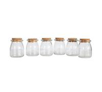 Set of 6 Round Herb Spice Glass Jars 160ml Cork Lids Storage Containers Sweet