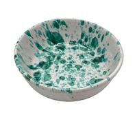 Set of 6 Round Ramina Green Driped Enamelled Ceramic Saucepans 18 x H 4.5 cm