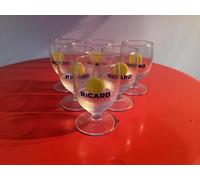 Set of 6 Round RICARD Sun Balloon Glasses
