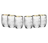 SET of 6 Russian Cut Crystal Shot Shooter Glasses 24K Gold Rimmed 1.7 Oz. Vodka Liquor Old-fashioned Glassware Hand Made