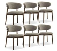 Set of 6 RusticLeather Dining Chairs with Curved Backrest & Durable Carbon Steel Legs - Perfect for Restaurant Bar or Home Living Room Decor