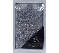 Set of 6 Silver 8cm Diamante Glitter Mesh Jewelled Butterfly 3D Decorative Butterflies Wedding Home Party Event Craft Embellishment Festive Stylish Xmas Tree Christmas Decoration Curtain Clip On