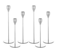 Set of 6 Silver Candlestick Holders for Taper Candles,Gold Candle Holder Fits 3/4 inch Thick Taper Candles,Candlestick Holders for Wedding, Party Table Decor, Home Decor, Candlelight Dinner