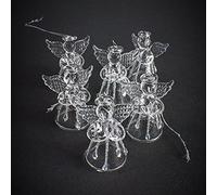 Set of 6 Small Glass Angel Christmas Tree Decorations (4.5cm) by Heaven Sends