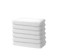 Set of 6 Small Hand Towels 40x70cm - Premium 100% Turkish Cotton Towels - 500 GSM - For the Home. Hair Salon or Nail Salon - Very Soft & Absorbant - Oeko-TEX Certified - Ôhm - White
