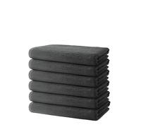 Set of 6 Small Hand Towels 40x70cm - Premium 100% Turkish Cotton Towels - 500 GSM - For the Home. Hair Salon or Nail Salon - Very Soft & Absorbant - Oeko-TEX Certified - Ôhm - Anthracite Grey