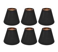 Set of 6 Small Tapered Drum Lamp Shade E14 Clip on Light Shades Candle Chandelier Lampshades Black and Gold Lampshade for Table Chandelier Wall Lamp Bedroom Decor