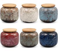 Set of 6 Small Urns for Human Ashes, 8cm Mini Decorative Ceramic Cremation Keepsakes Urns Container for Pet or Human Ashes