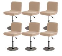Set of 6 Soft Stretch Bar Stool Covers - Removable Low Back Chair Slipcovers for Bar Stools & Dining Chairs - Protect & Slish Design