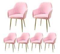 Set of 6 Soft Velvet Dining Chair Covers for High-Back Swivel Chairs - Removable, Elegant Pink Upholstery, Perfect for Home Décor & Protection, Machine Washable