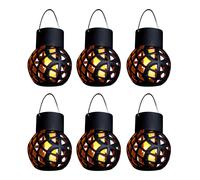 Set of 6 Solar Powered Hanging Dancing Flame Lantern Lights - Garden Lights