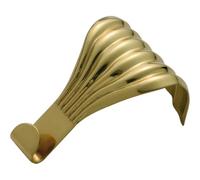 Set of 6 Solid Brass Picture Rail Hooks - 2.0" x 1.3", Fluted, Polished Lacquered Finish for Frames & Decor, Tool-Free Installation, Durable Metal Construction, Fits Most Rails - by A29